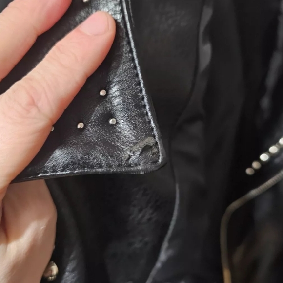 ~SOLD~ Dolls Kill Black Studded AZALEA WANG Ryder Fringe Faux Leather Jacket M - Picture 11 of 16